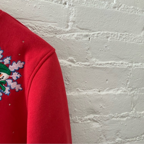 Vintage Embroidered Red Knit Button Up Cardigan Sweater Cozy Comfy Cottage M - Picture 3 of 11